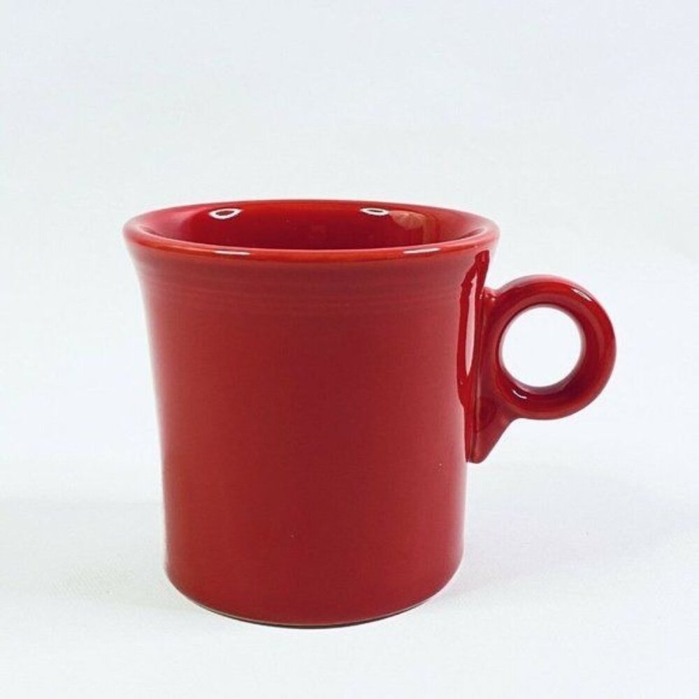Set Of 4 Fiestaware Scarlet Red Ring Handled Coffee Mugs 10.25oz 3 1/2" X 3 5/8
